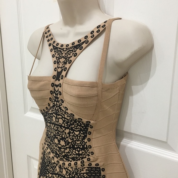 Nude Beige Bandage Cutout Dress - Picture 7 of 8